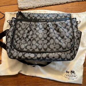 Coach black logo diaper bag